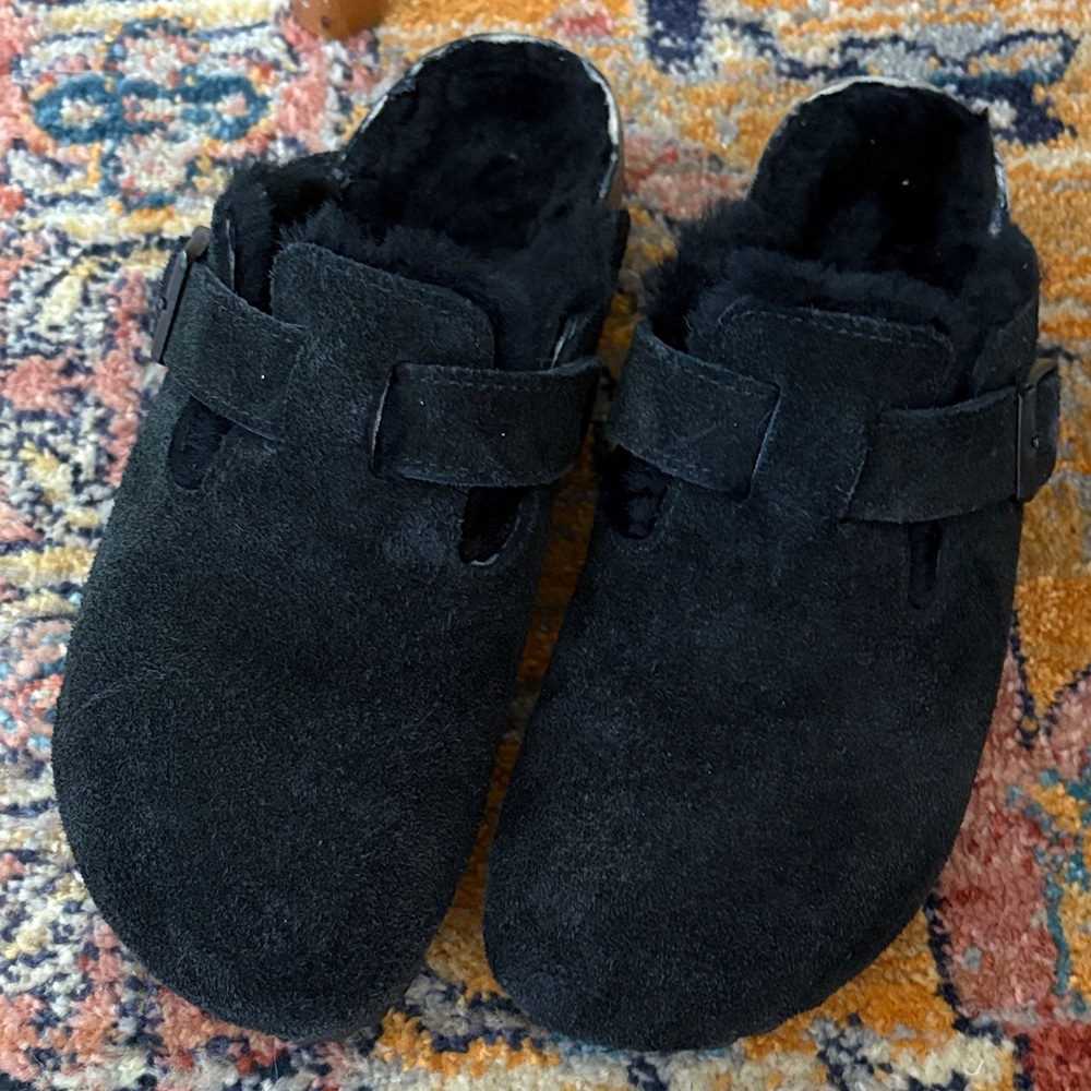 Birkenstock Black Boston Shearling